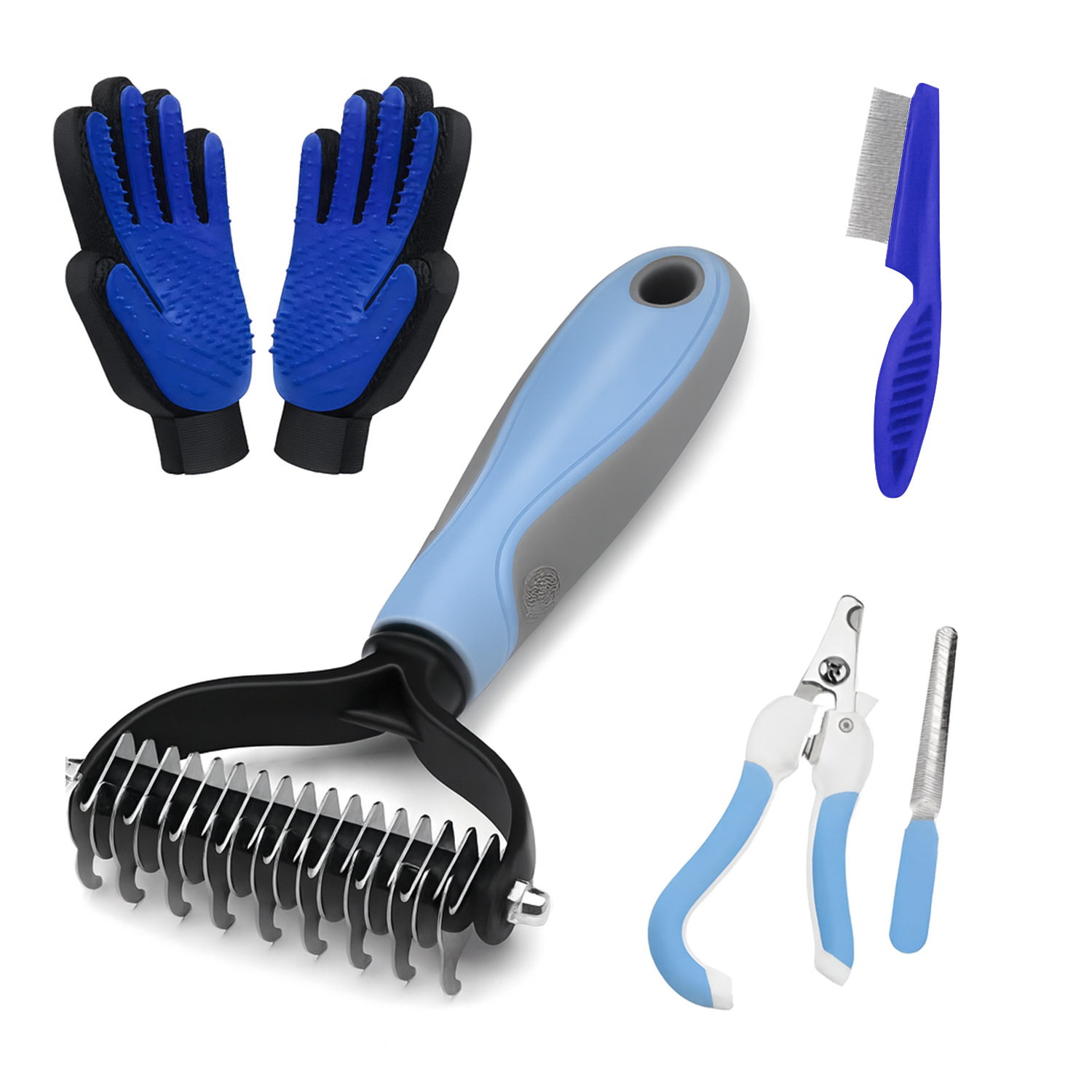 Gentle Dog Deshedding Brush & Cat Grooming Brush Massage Comb for Easy Pet Hair Removal