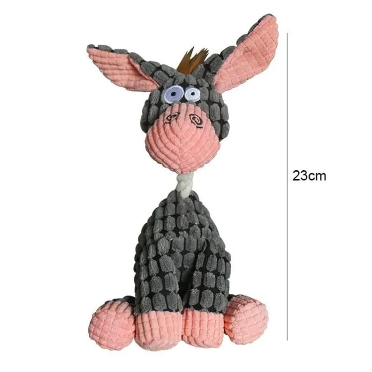 Interactive Puppy Chew Toy Plush Squeaky Dog Toy for Small Dogs Cute Donkey Teething Toy