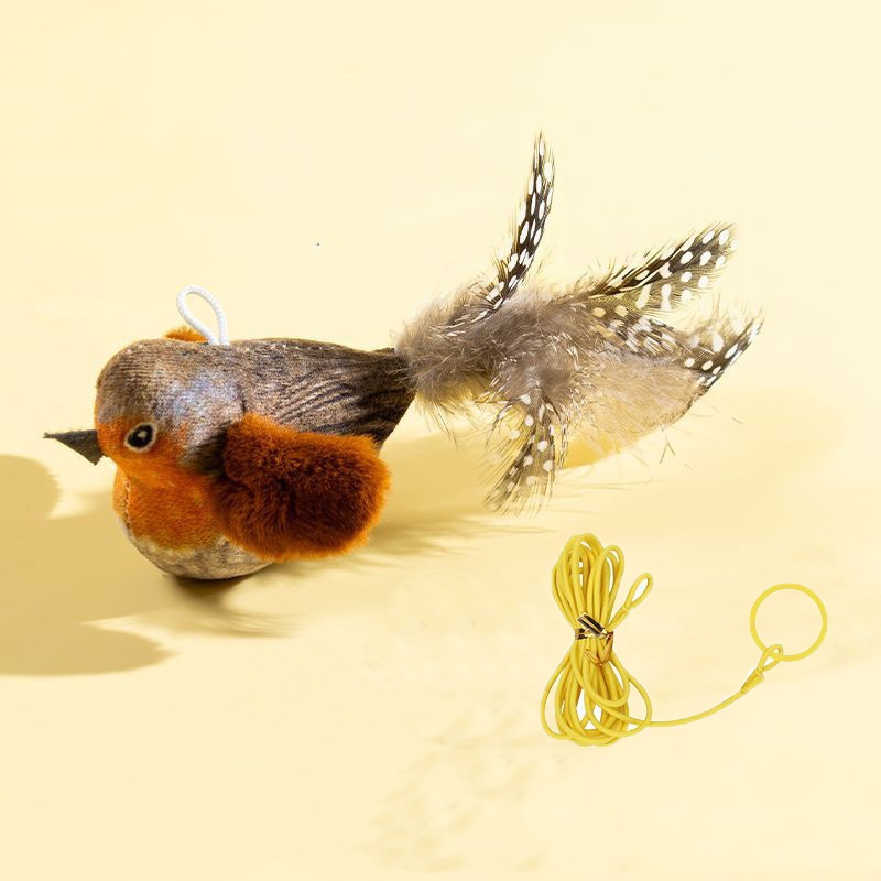Realistic Interactive Cat Toy Chirping Bird Cat Toy Plush for Indoor Cats