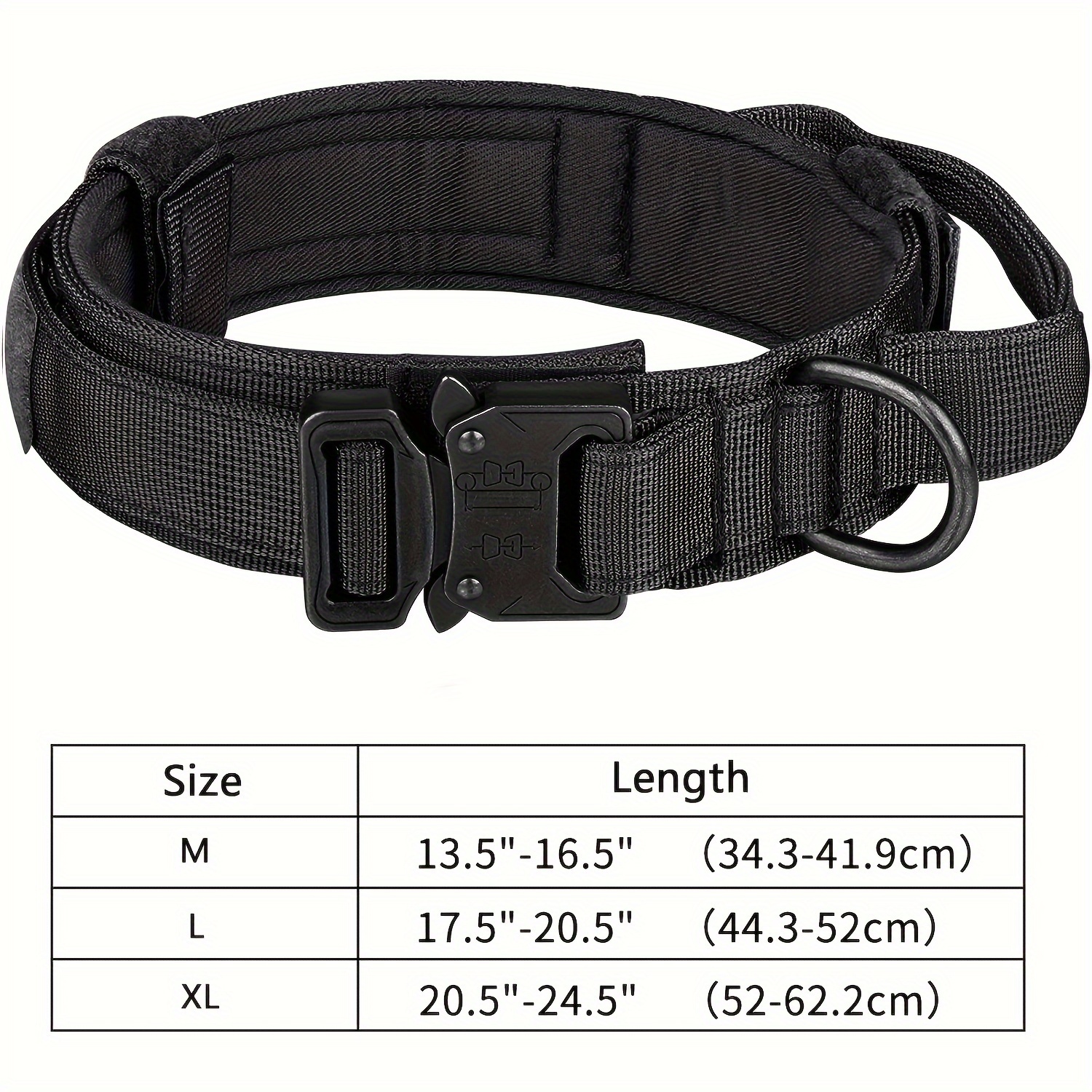 Heavy Duty Tactical Dog Collar with Control Handle & Metal Buckle for Medium and Large Dogs