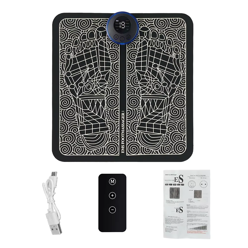 Portable Electric Foot Massager EMS Muscle Massage Pad for Feet Neck & Back Pain Relief