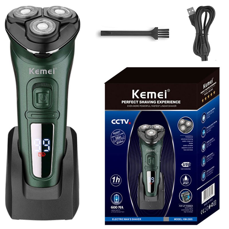 Electric Shaver with LCD Display Waterproof Wet Dry Rechargeable Electric Razor for Men