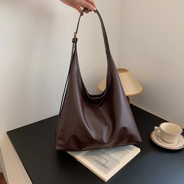 HOMEFISH Large Tote Bag for Women Retro Shoulder Bag PU Leather Everyday Work Handbag