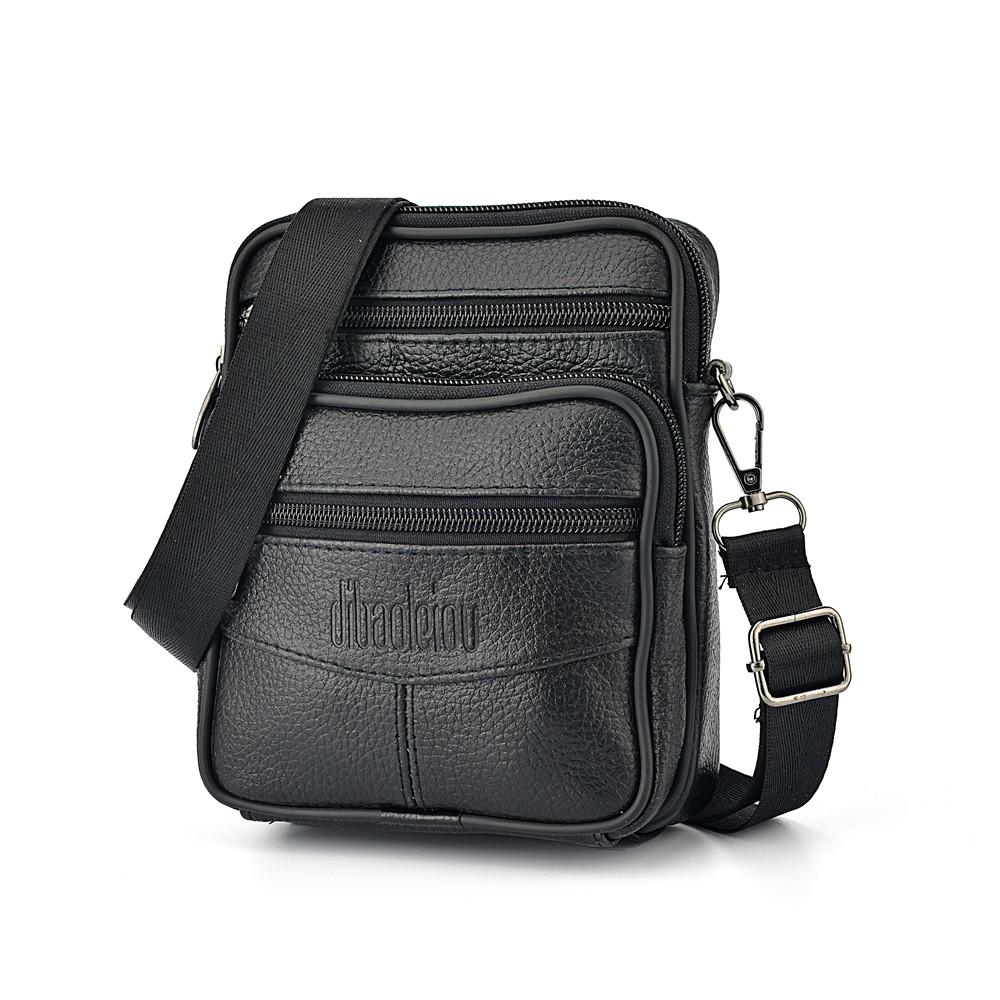 Vintage Genuine Leather Crossbody Bag for Men Retro Business Messenger Shoulder Bag