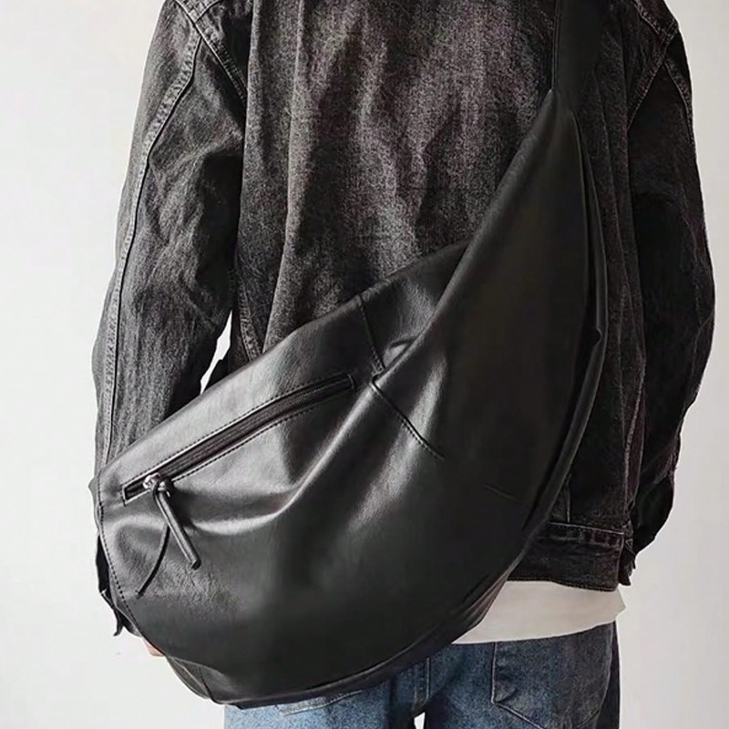 Urban Men Crossbody Bag Large Capacity PU Leather Casual Messenger Sling Bag