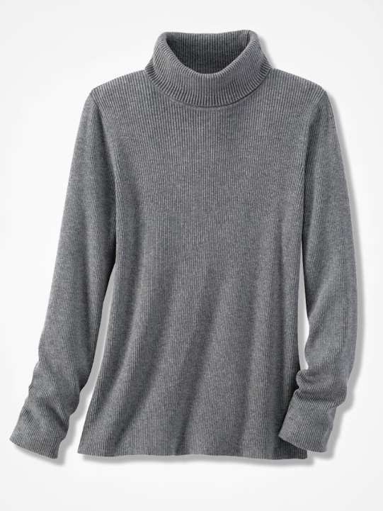 Grey ribbed turtleneck sweater | Inspire Uplift