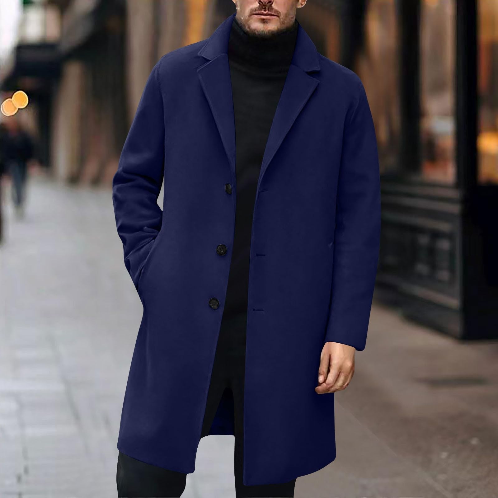 High Quality Men's Wool Jacket Luxurious Brand Clothing, Men Wool Blends Coats Trench Pea Coat, Spring Winter
