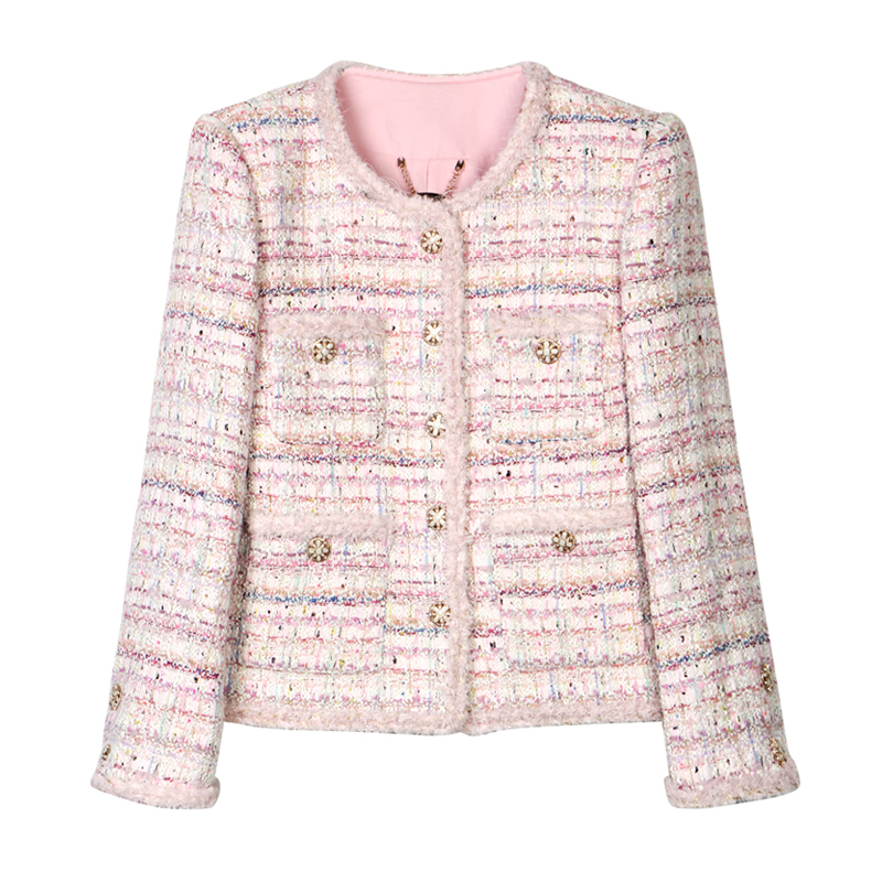 High Luxury Customized Romantic Tweed Braided Jacket Socialite Style Cherry Blossom Elegant Fashionable New Style
