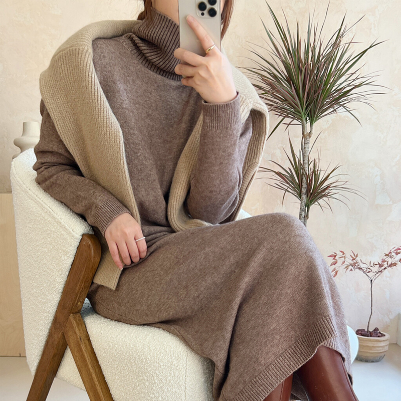 knotted sweater dress Knitted & Sheer Long Slvs Gray Pink Swirls Sz S/P our Brianna sweater dress hugs your body in a soft cable knit Japanese Y2K Autumn Winter Thick