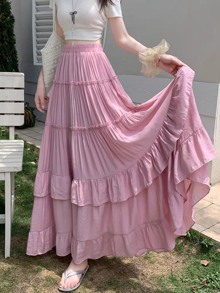 igusa 193 DAYDREAM BELT-LAYERED SKIRT LAYERED HEM SKIRT – Riah Fashion