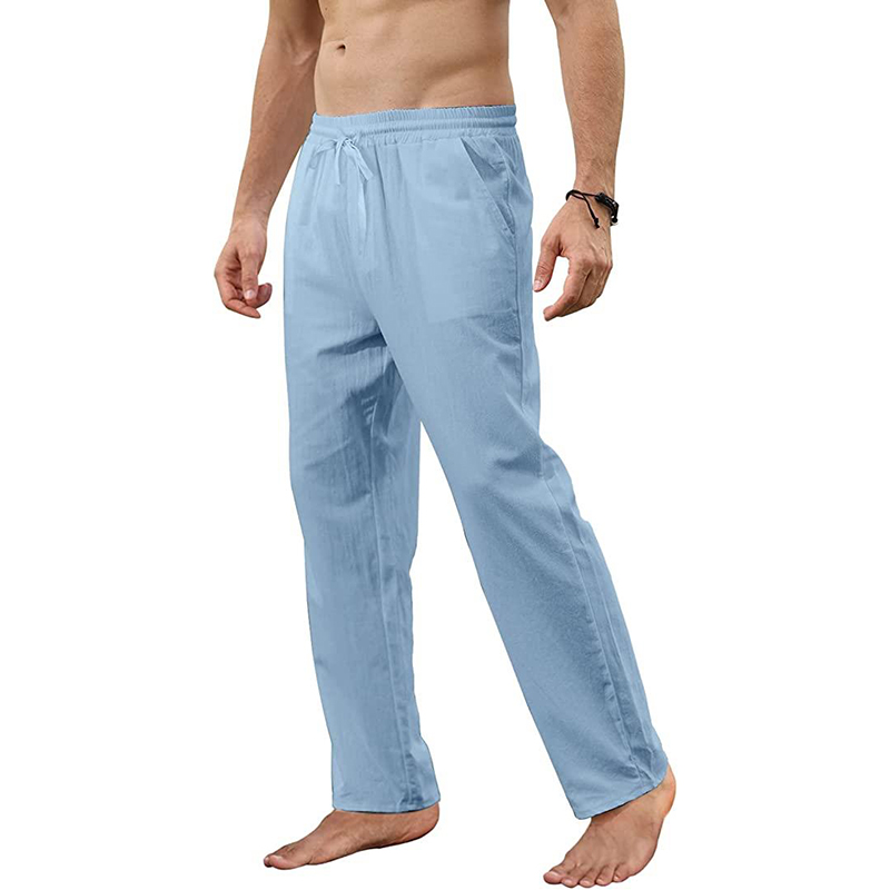 Men's Casual Linen Pants - Loose Fit Lightweight Summer Trousers