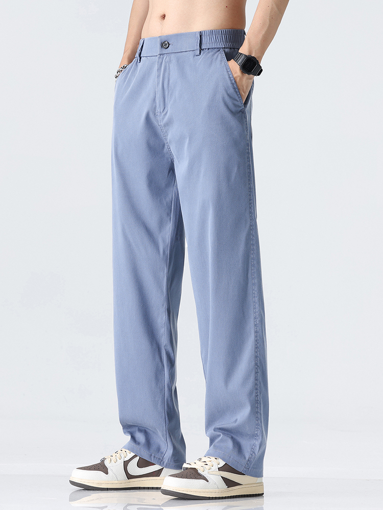 Men's Lightweight Lyocell Straight Leg Casual Trousers