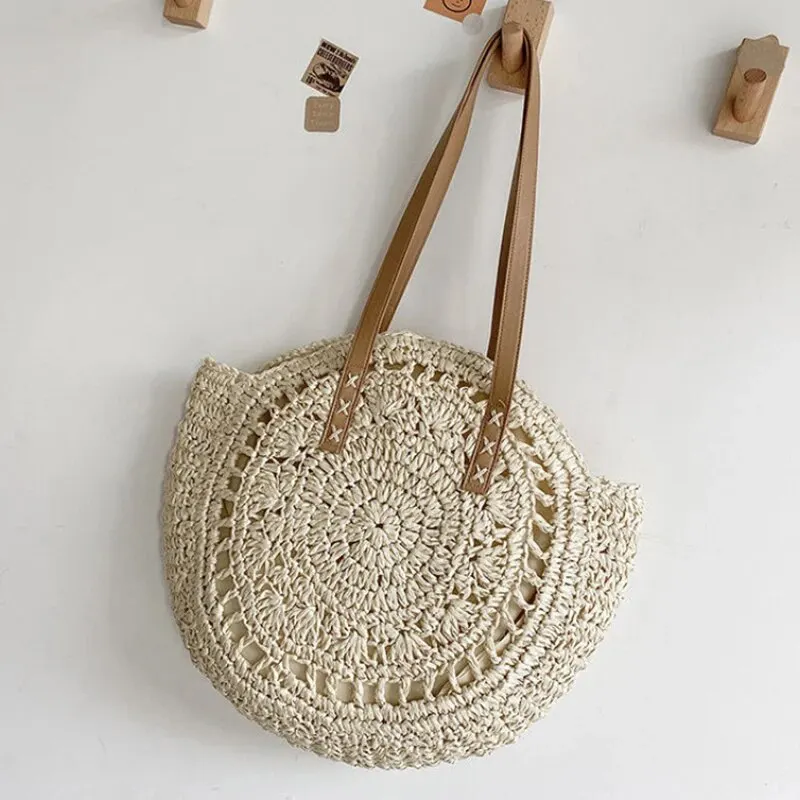 Seaside Breeze Large Straw Beach Bag Woven Summer Tote for Women