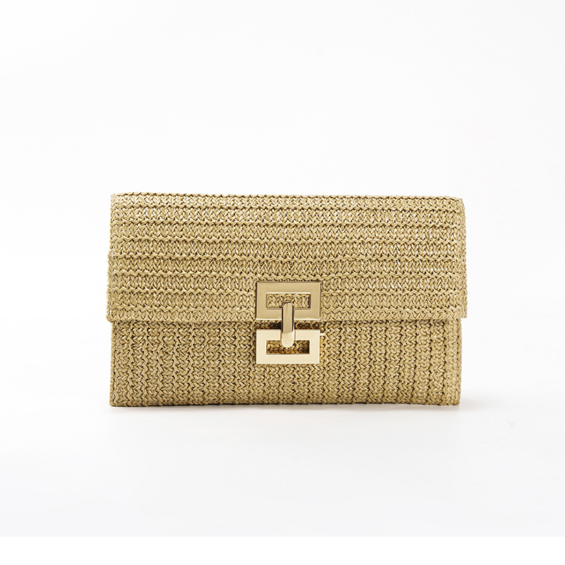 Summer Elegance Raffia Crochet Beach Clutch and Evening Handbag