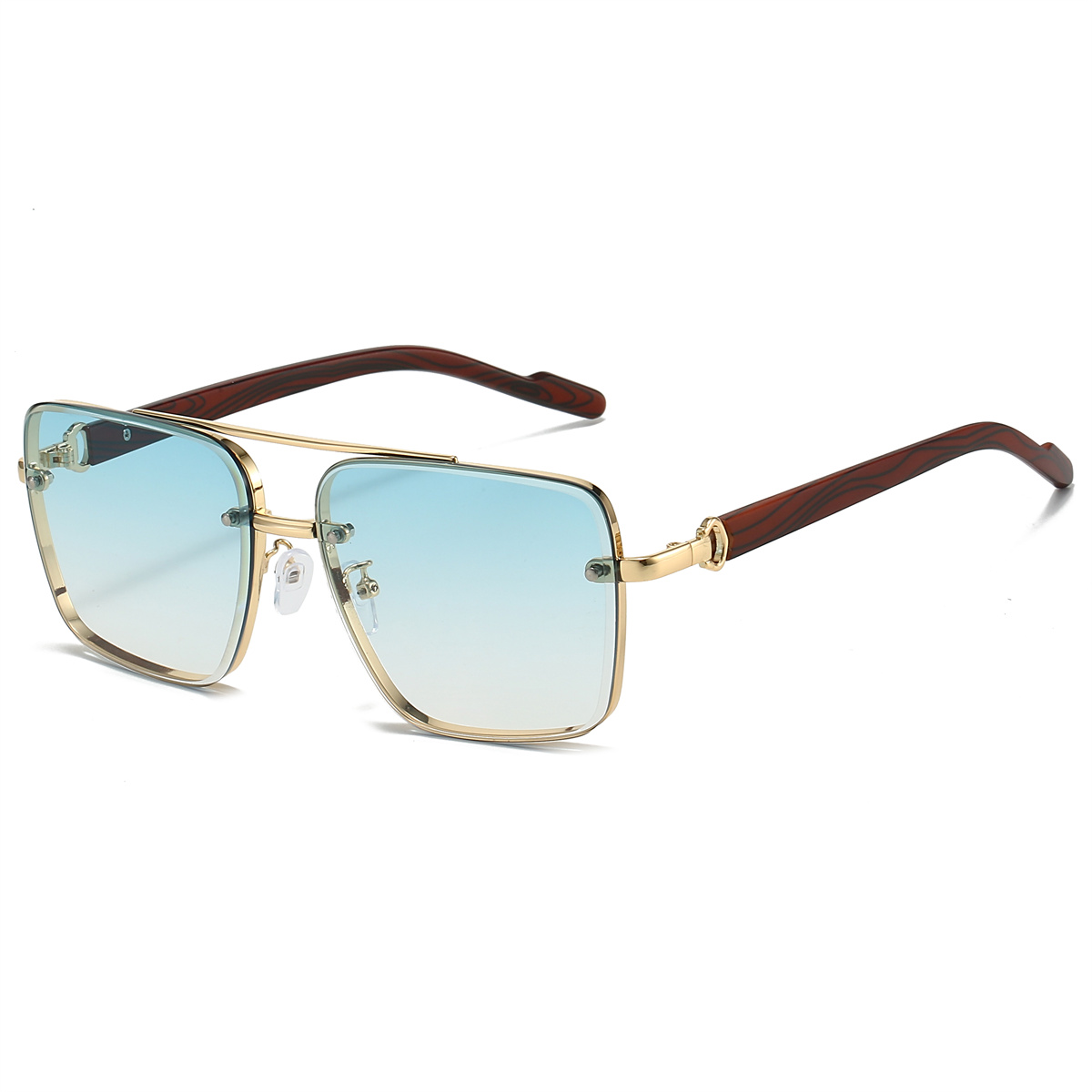 KAMMPT Retro Square Sunglasses Double Bridge Pilot Metal Frame Shades for Women