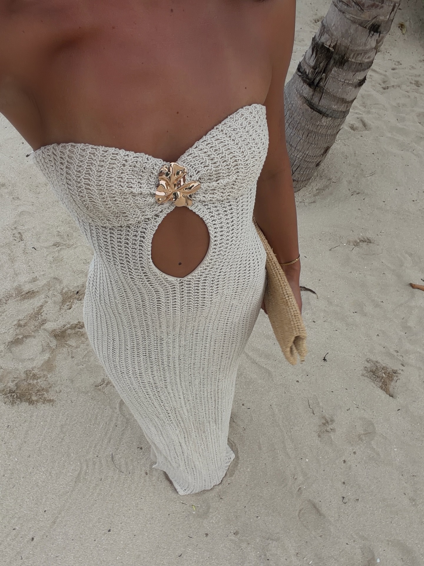 Halter Crochet Halter Maxi Dress Backless Cut Out Summer Dress for Beach & Evening Party
