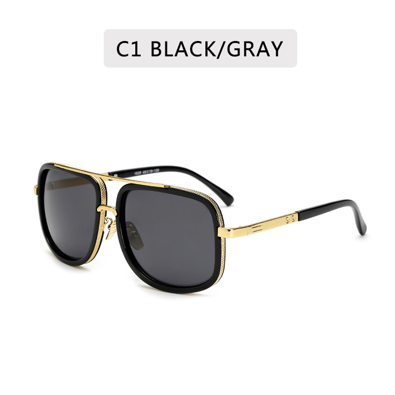 Retro Vintage Oversized Square Sunglasses - Premium Metal Frame Unisex Sun Glasses