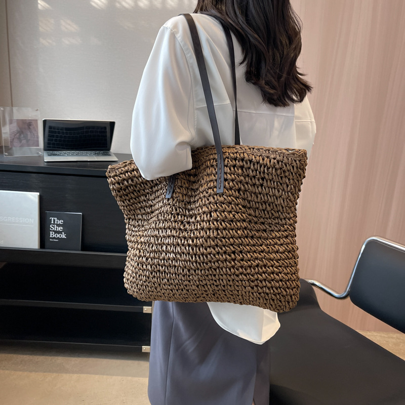 Large Capacity Straw Woven Tote Bag – Stylish Boho Summer Beach Handbag