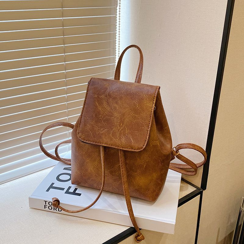 Vintage PU Leather Women Backpack – Stylish Casual Rucksack & Travel School Bag