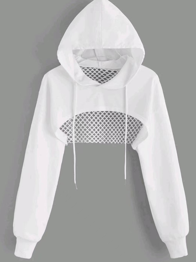 Women's Hollow Out Super Crop Hoodie Streetwear Workout Layer