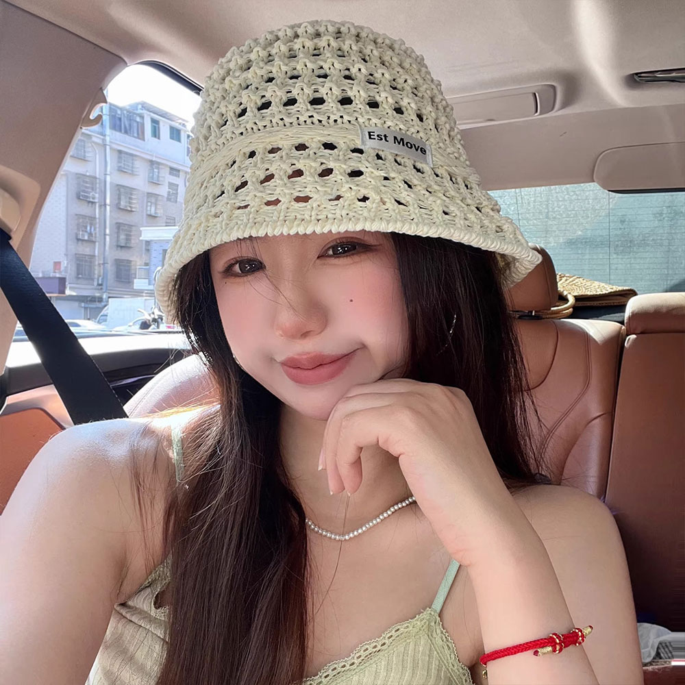 Women's Hollow Crochet Bucket Hat Breathable Summer Sun Hat and Packable Beach Fisherman Cap