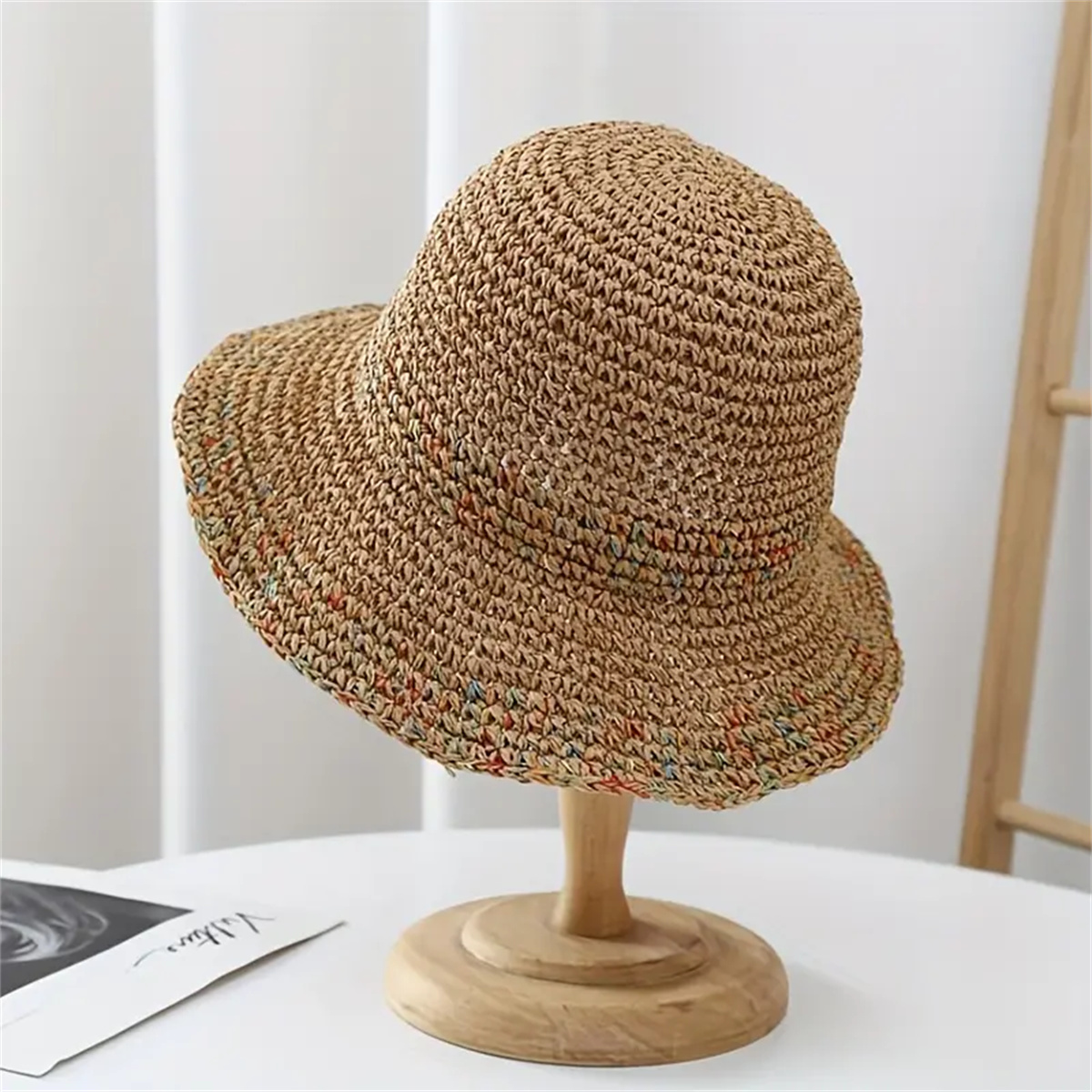 Rainbow Hollowed-Out Wide Brim Sun Hat – Breathable Packable Beach & Vacation Accessory