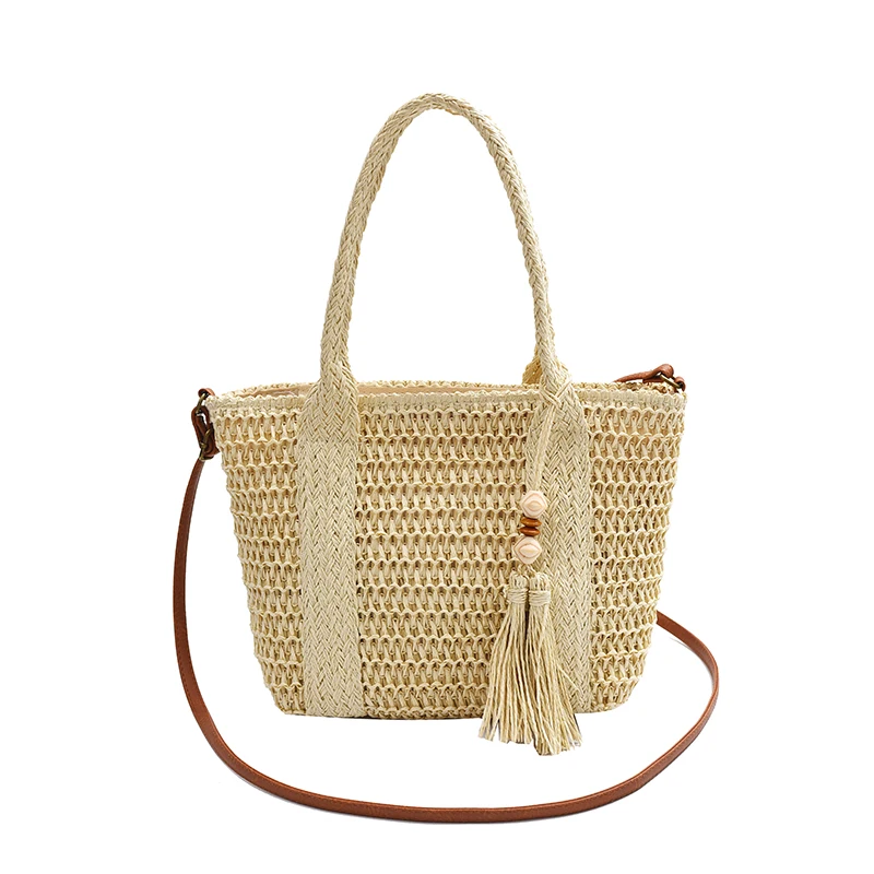 Summer Straw Woven Tote Bag: Large Capacity Bohemian Shoulder Purse for Vacation and Travel