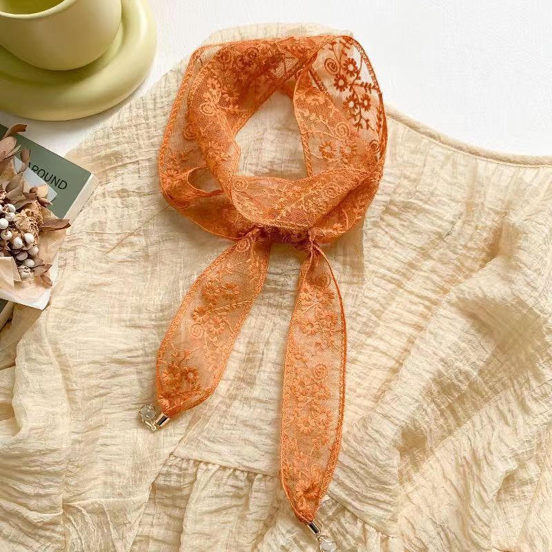 Vintage Floral Lace Headband with Rhinestone Pendant Ribbon Choker