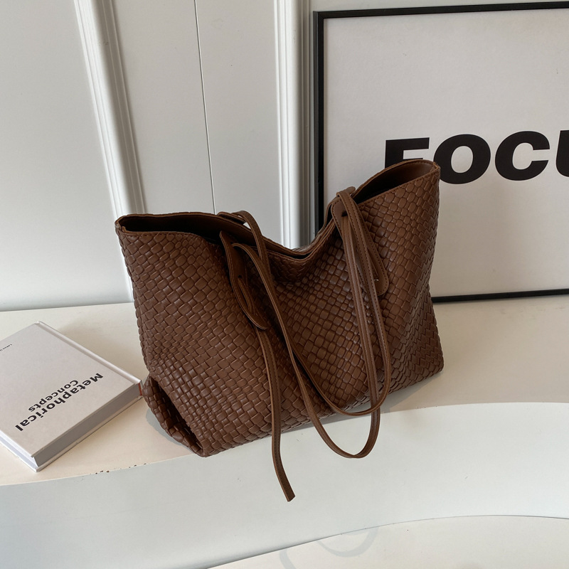 Retro Knitted Tote Bag for Women, Versatile Designer Shoulder Bag
