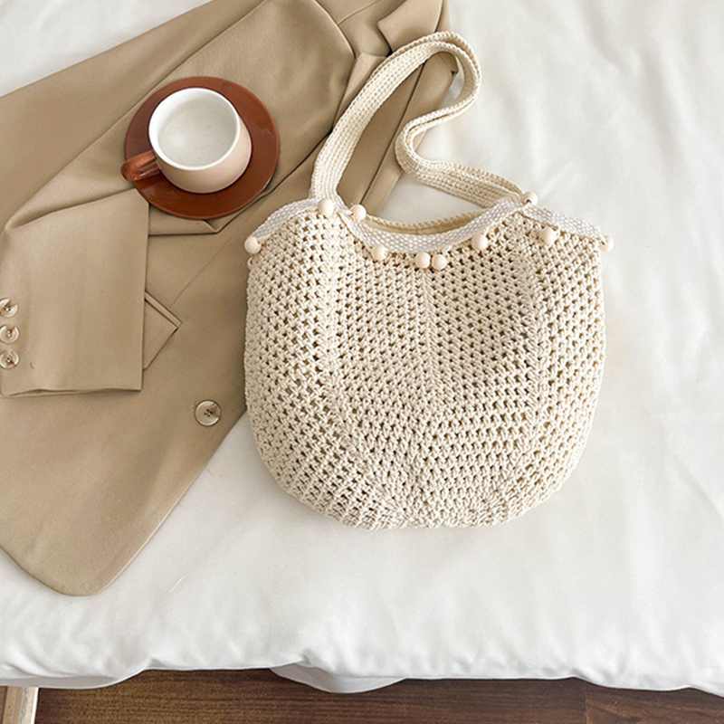 Womens Hollow Woven Crochet Tote Bag – Large Capacity Mesh Shoulder Handbag for Beach and Summer Travel