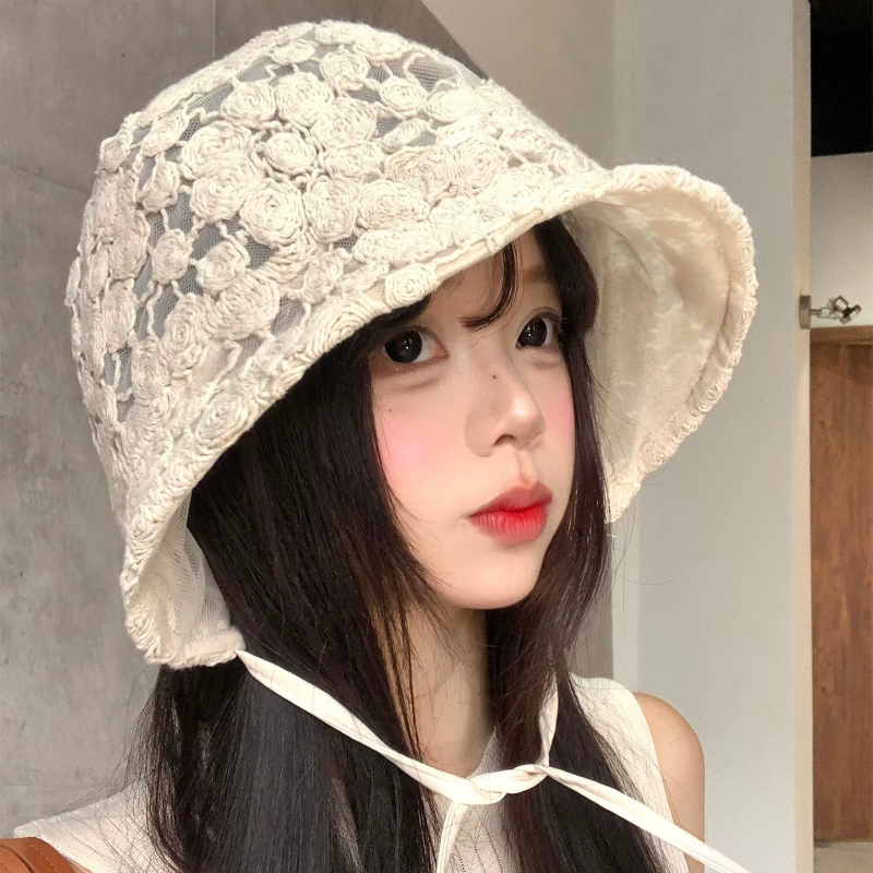 Womens Floral Mesh Bucket Hat: Breathable Summer Sun Hat for Travel and Beach