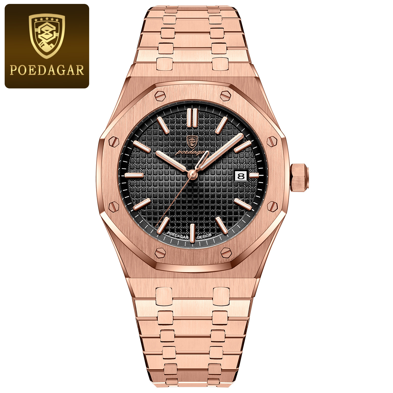 POEDAGAR Luxury Stainless Steel Quartz Watch for Men