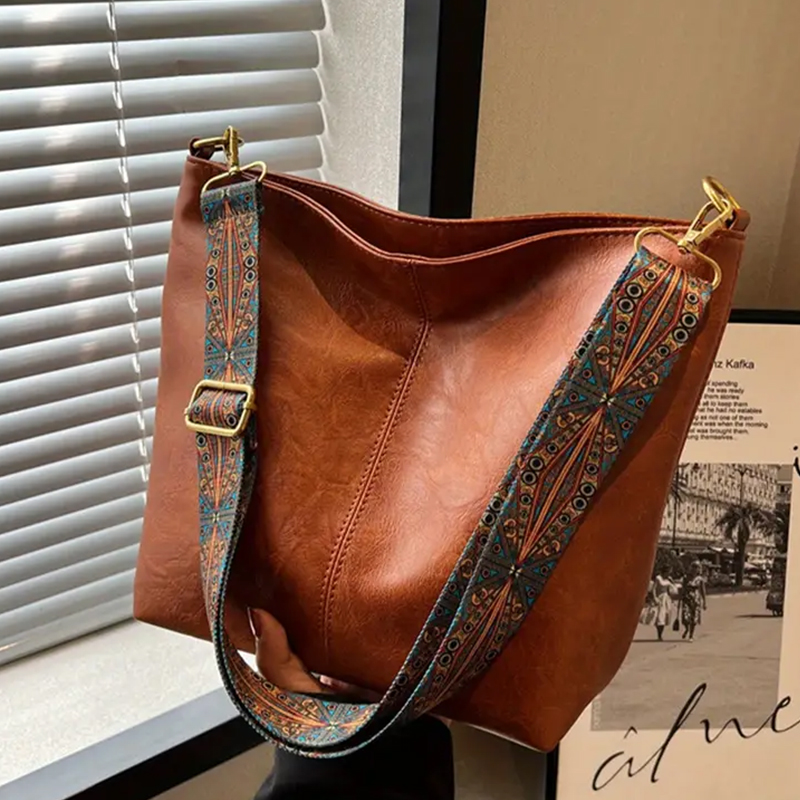 Women Solid Color Tote Bag Casual Zipper Shoulder Commuter Handbag