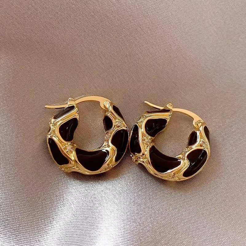 Gold Plated Enamel Small Hoop Earrings