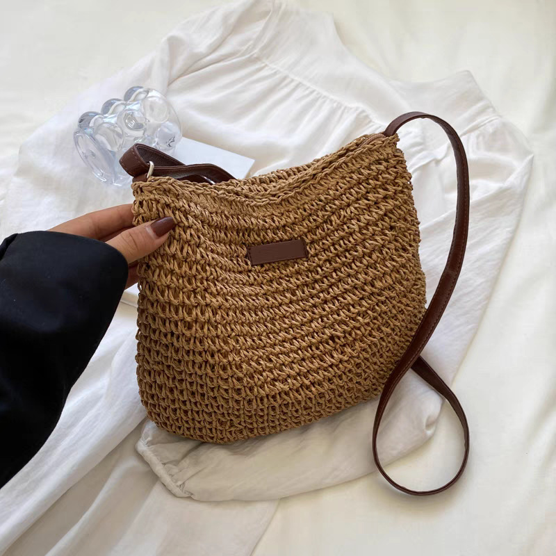 Chic Woven Straw Crossbody Bag for Summer Beach Vacation and Everyday Style