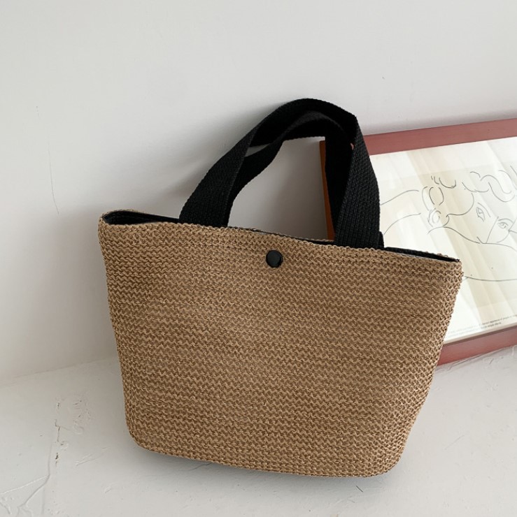 Vintage Woven Straw Beach Vacation Handbag