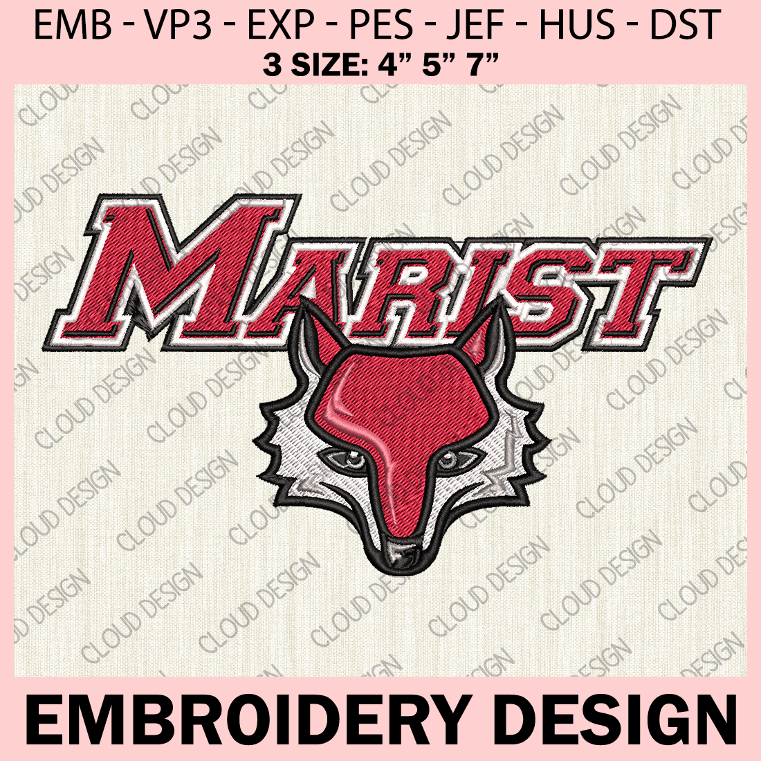 Marist Red Foxes NCAA Embroidery File, Marist Red Foxes Logo | Inspire