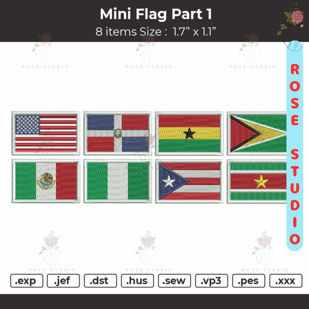 Mini Flag Part, Embroidery File, Embroidery Design | Inspire Uplift