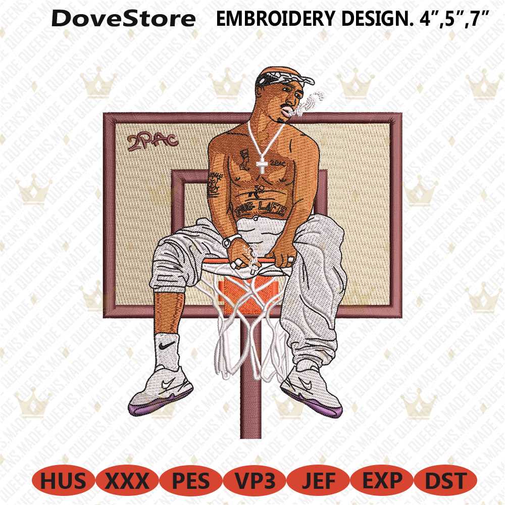 Embroidery 2PAC on basketball hoop machine file design TUPAC | Inspire ...