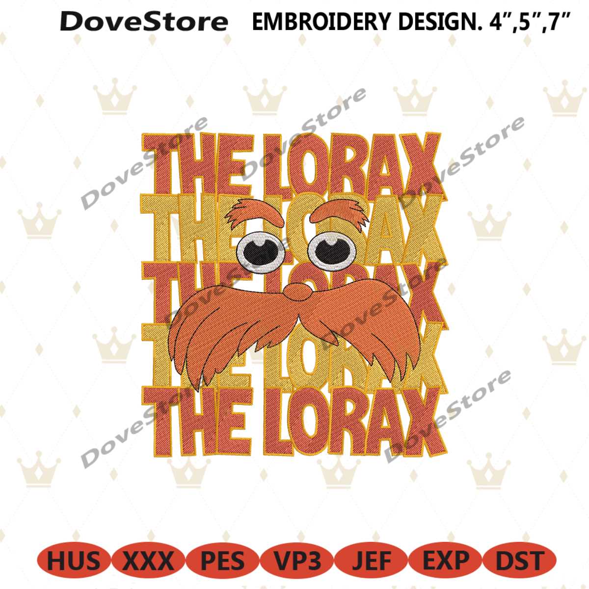 The Lorax Face Embroidery Instant Design File, Dr. Seuss Emb | Inspire ...