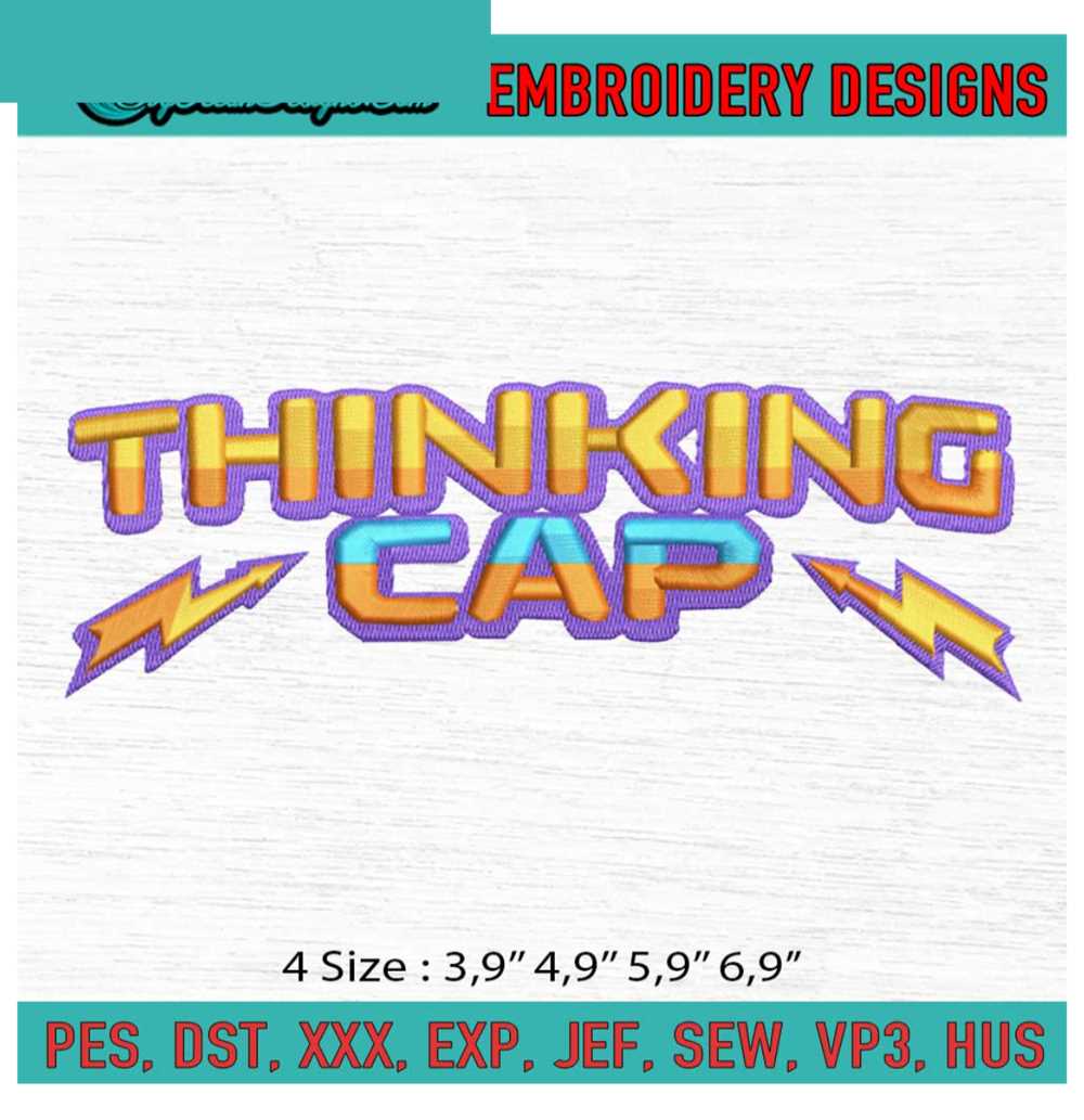 Thinking Cap Machine Embroidery Digitizing Design File - Inspire Uplift