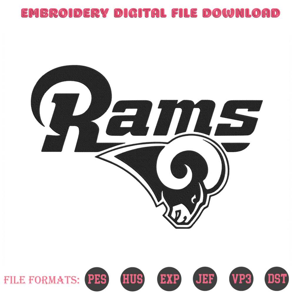 Los Angeles Rams Logo Embroidery Designs File, Los Angeles R | Inspire ...