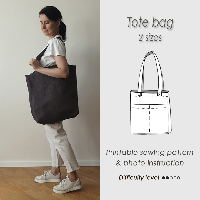 Tote bag sewing pattern PDF/ Shoulder utility linen shopping | Inspire ...