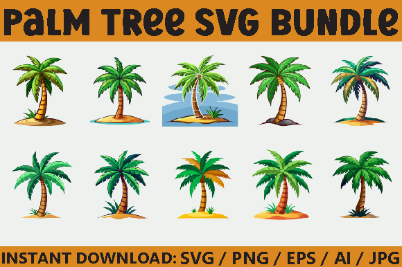 Palm Tree SVG Bundle - Palm Tree PNG Bundle - Palm Tree Clip | Inspire ...