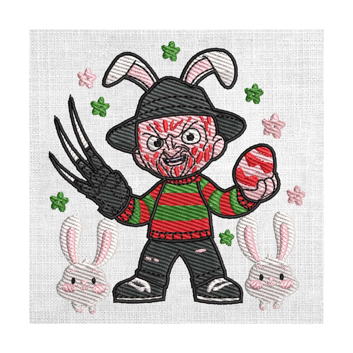 Horror Freddy Krueger Easter Bunny Ears Embroidery | Inspire Uplift