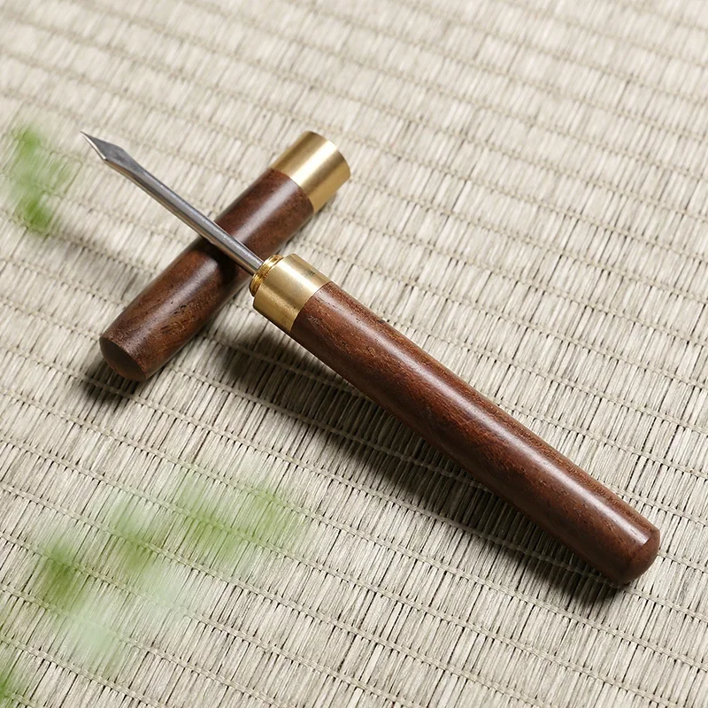 Rosewood Tea Set Accessories, Sandalwood Tea Needle Handmade, Small Ebony Stainless Steel Needle