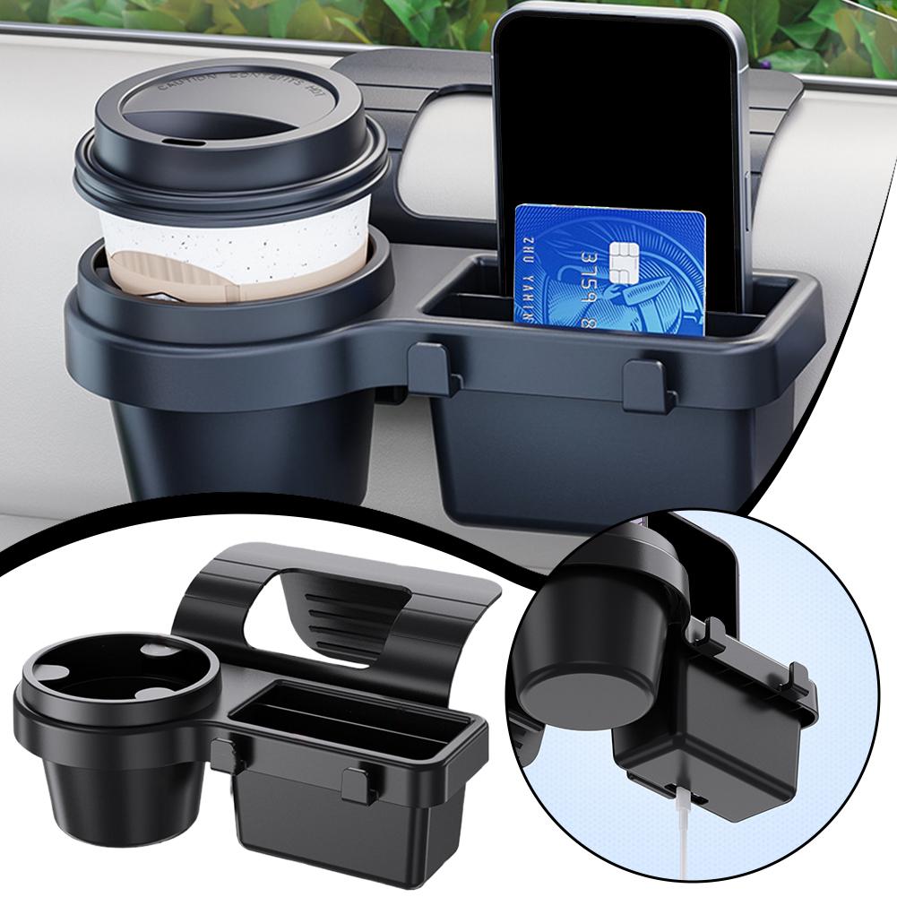 Portable Car Door Cup Holder & Window Organizer with Dual Hanging Hooks & Charging Port
