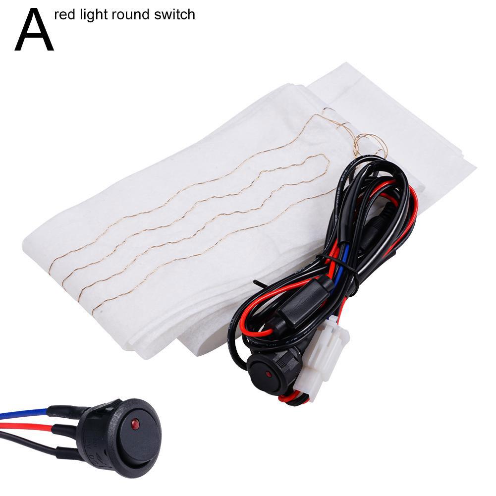 Car Steering Wheel Heater Kit - Red LED, Carbon Fiber Heating Pad with Wire Harness for Comfortable Winter Drives