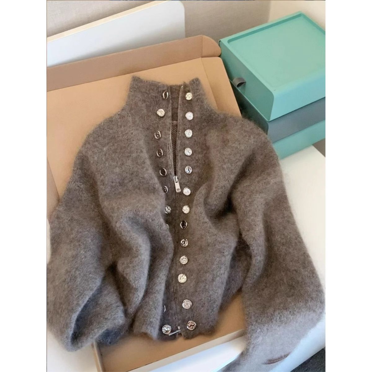 Thickened Stand Collar Knitted Sweater Coat – Cozy Autumn/Winter Outerwear for Women | Casual & Elegant Fashion Jacket