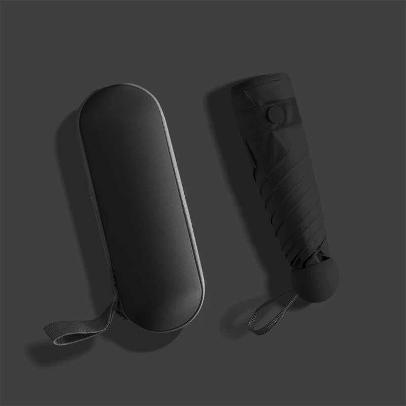 Compact Travel Umbrella with 6-Rib Reinforced Design, Waterproof, Lightweight, and Foldable for Easy Storage